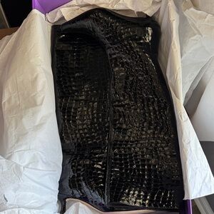 By Far Black Croc-Embossed Women's kitten heel Boots. NIB. size 36 (5.5-6 US)